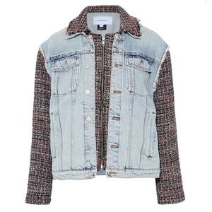 CURRENT ELLIOT The Charmer Layered Denim & Bouclé-Tweed Jacket